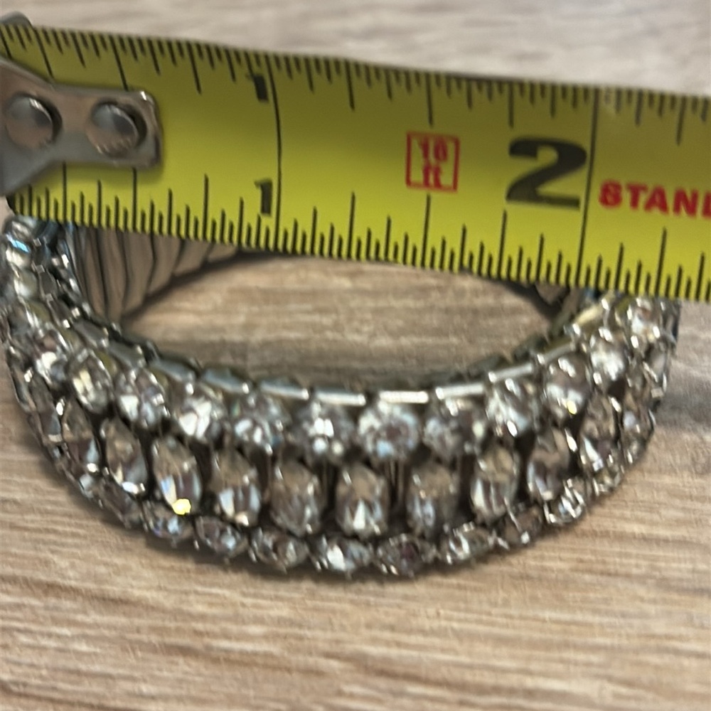 Vintage 1950s stretch cage three tier diamond look bracelet - Picture 3 of 3